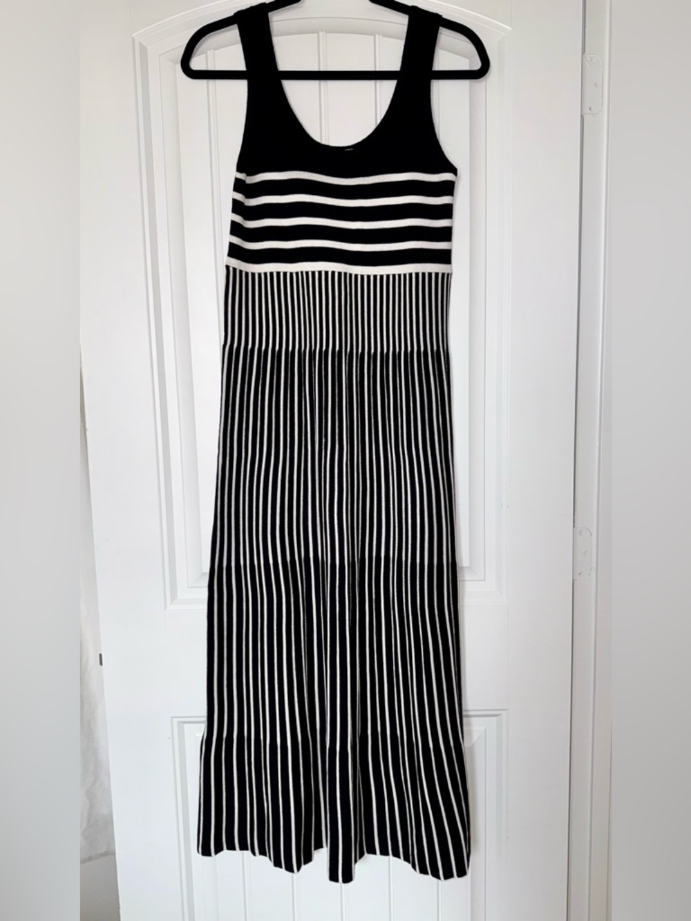 Active USA Black and White Striped Maxi Dress - Picture 1 of 12
